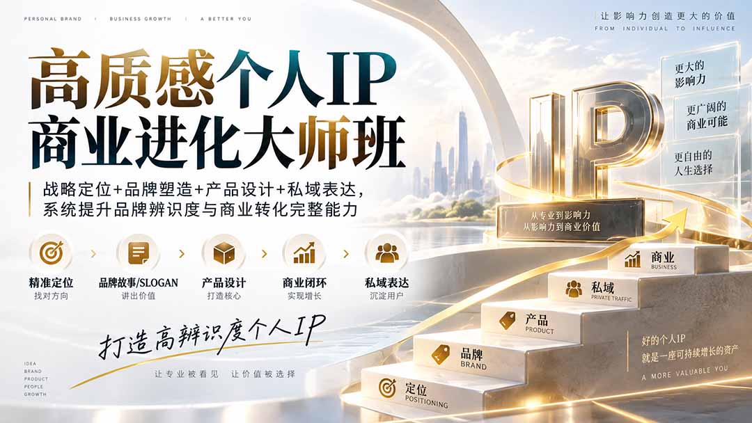 （20324期）高质感个人IP商业进化大师班：战略定位+品牌塑造+产品设计+私域表达，系统提升品牌辨识度与商业转化完整能力-小二项目网