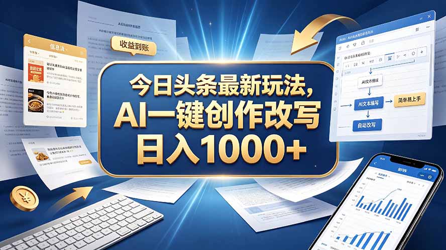 （20566期）今日头条最新玩法，AI 一键创作改写，简单易上手，轻松日入 1000 +-小二项目网