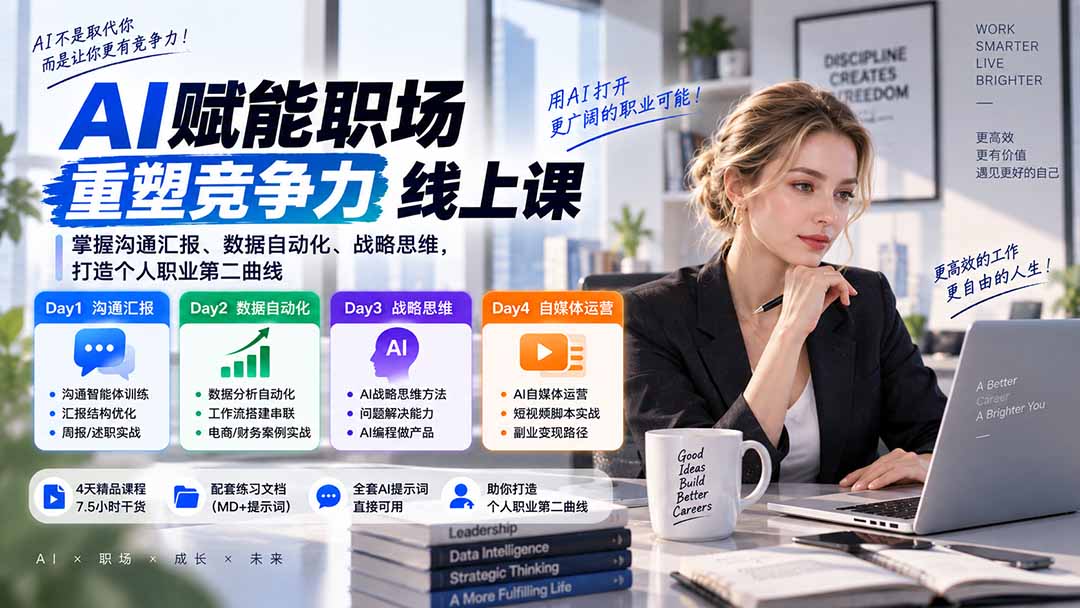 （20531期）AI职场提效与第二曲线实战课-无水印：学习沟通汇报、数据工作流和战略思维，掌握AI编程做产品及自媒体运营方法-小二项目网