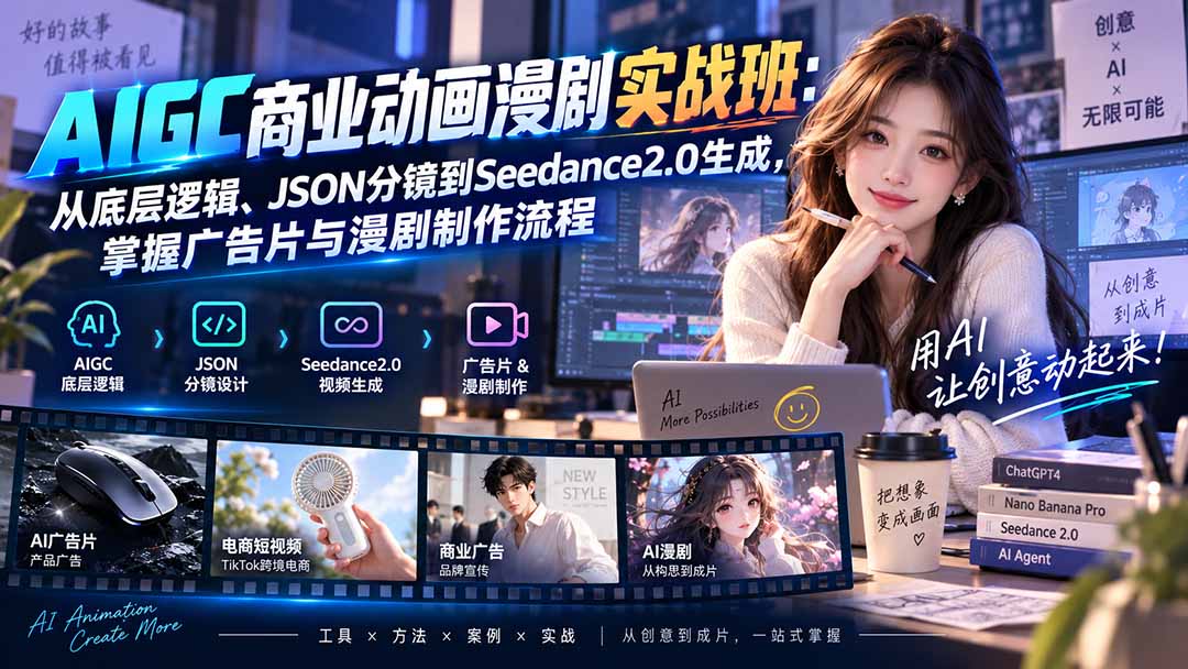 （20268期）AIGC商业动画漫剧实战班-更新：从底层逻辑、JSON分镜到Seedance2.0生成，掌握广告片与漫剧制作流程-小二项目网