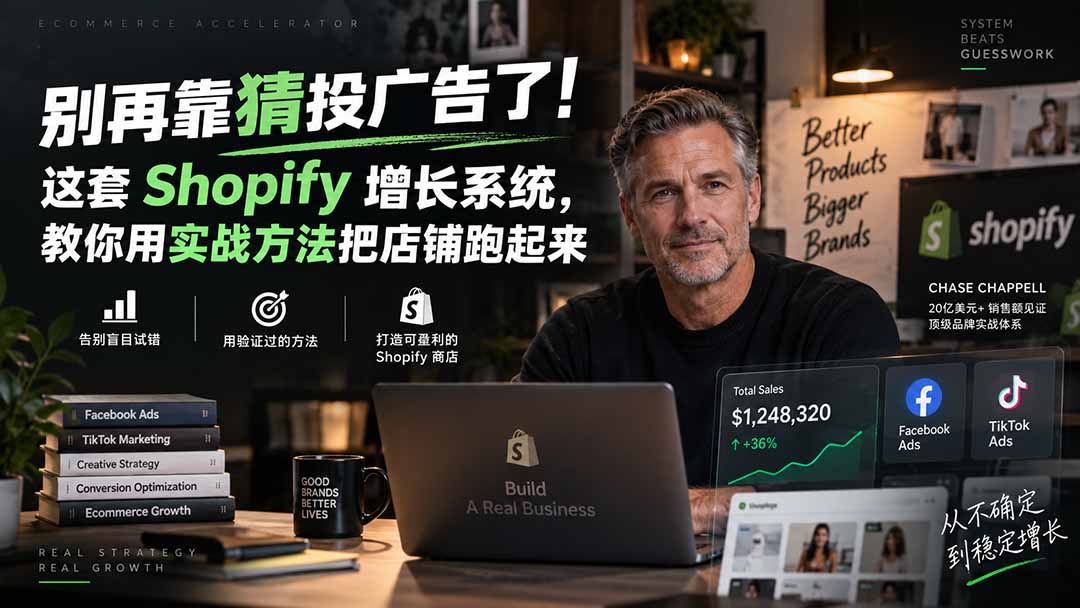 （20367期）别再靠猜投广告了！这套 Shopify 增长系统，教你用实战方法把店铺跑起来【原创双语字幕】-小二项目网