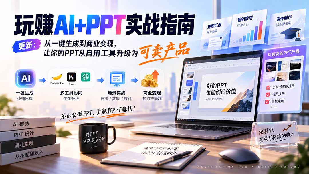 （20247期）玩赚AI+PPT实战指南-更新5月13：从一键生成到商业变现，让你的PPT从自用工具升级为可卖产品-小二项目网
