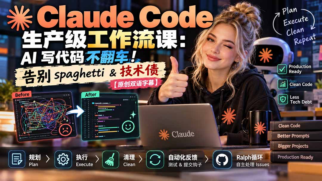 （20739期）Claude Code 生产级工作流课：AI 写代码不翻车！告别 spaghetti & 技术债【原创双语字幕】-小二项目网