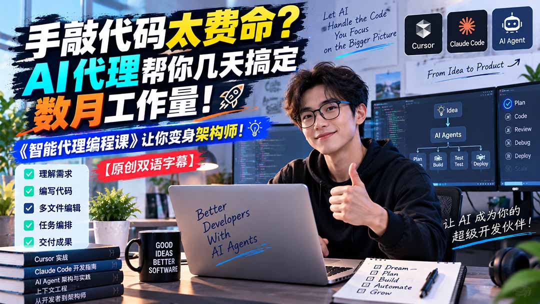 （20286期）手敲代码太费命？AI 代理帮你几天搞定数月工作量！《智能代理编程课》让你变身架构师-小二项目网