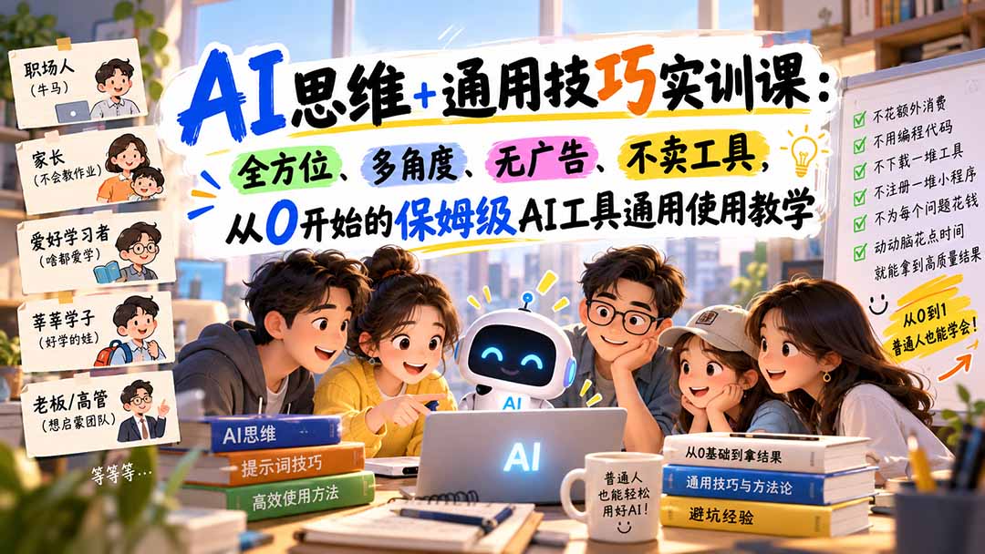 （20680期）AI思维+通用技巧实训课：全方位、多角度、无广告、不卖工具，从0开始的保姆级AI工具通用使用教学-小二项目网