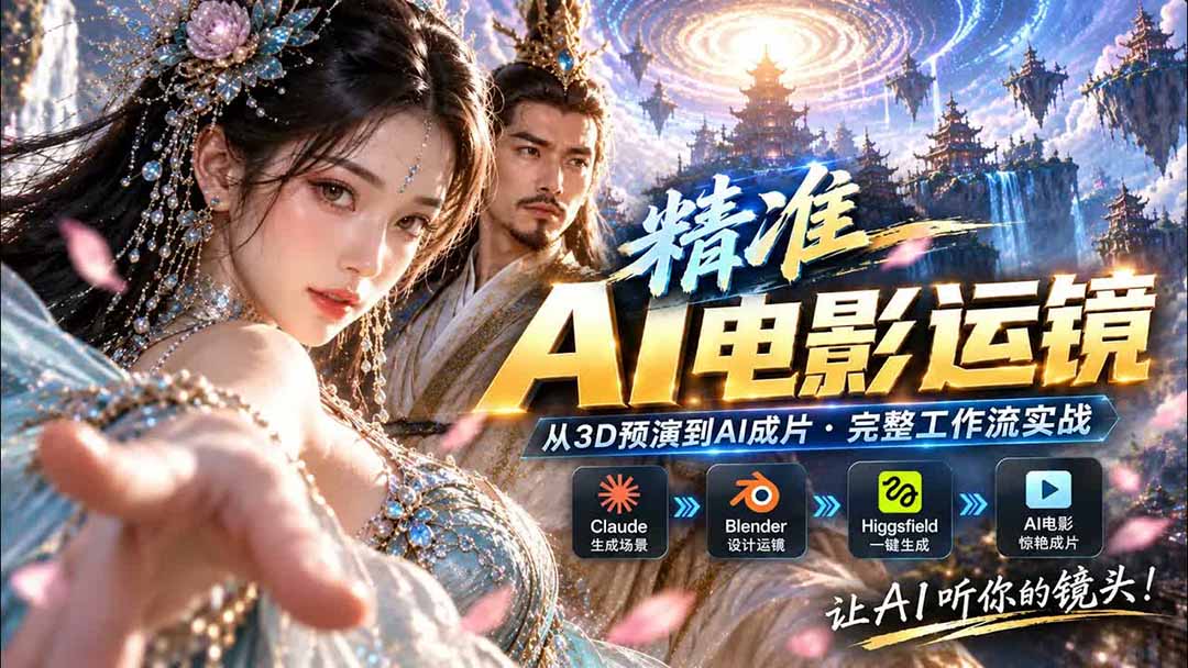 （20503期）AI视频终于能精准运镜了！Claude + Blender + Higgsfield 免费插件实测-小二项目网