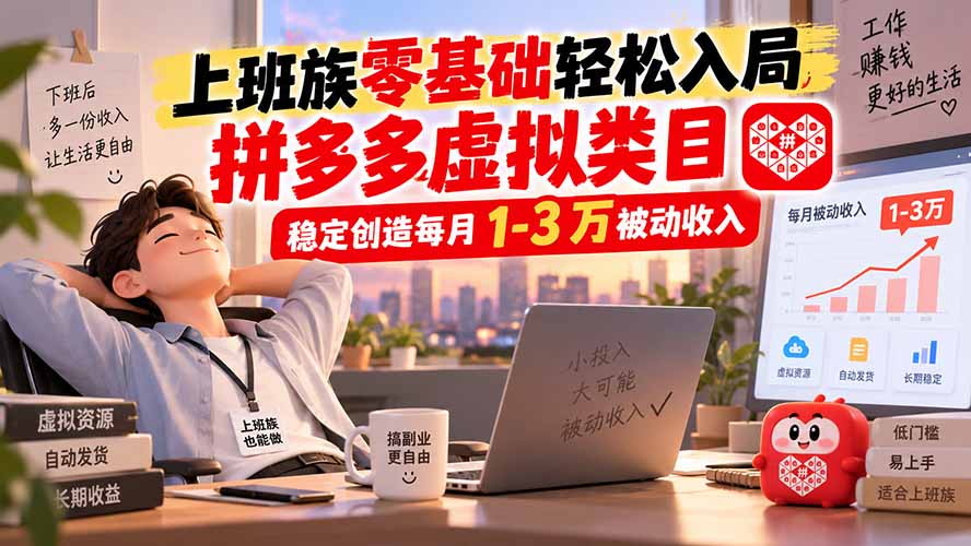 （20250期）上班族零基础轻松入局，拼多多虚拟类目，稳定创造每月 1-3 万被动收入-小二项目网