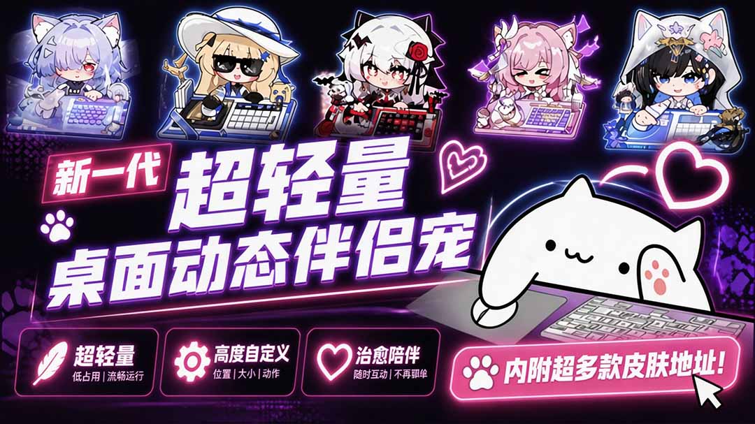 （20293期）开源免费用！新一代超轻量桌面动态伴侣宠，体验更美观，更丝滑，内附超多款皮肤地址，BongoCat-小二项目网