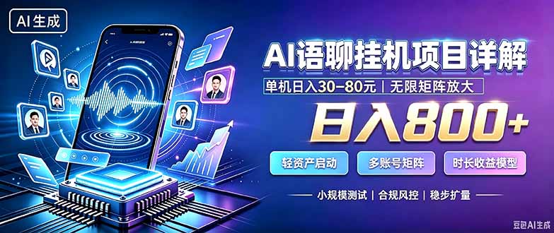 （20314期）AI语聊挂机，日入800+，适用个人副业，工作室矩阵操作-小二项目网