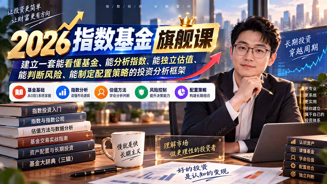 （20298期）2026指数基金旗舰课｜建立一套能看懂基金、能分析指数、能独立估值、能判断风险、能制定配置策略的投资分析框架-小二项目网