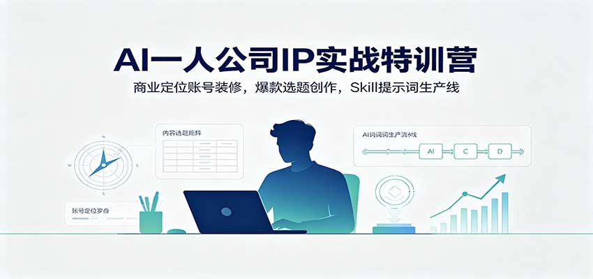 AI一人公司IP实战特训营:商业定位账号装修,爆款选题创作,Skill提示词生产线-小二项目网