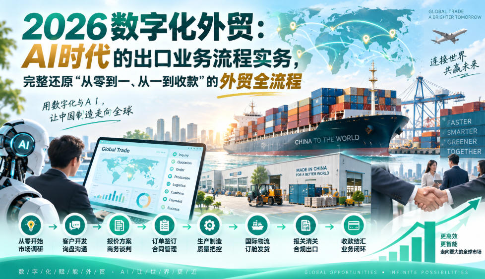 2026数字化外贸：AI时代的出口业务流程实务，完整还原”从零到一、从一到收款”的外贸全流程-小二项目网