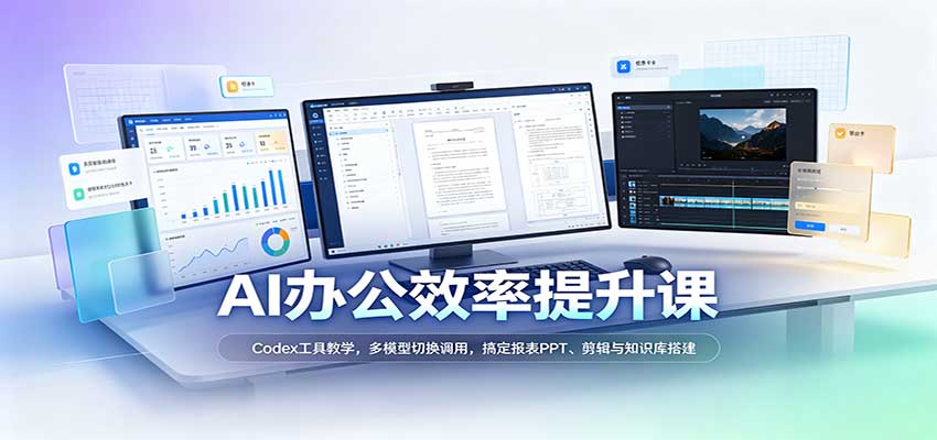 AI办公效率提升课：Codex工具教学，多模型切换调用，搞定报表PPT、剪辑与知识库搭建-小二项目网