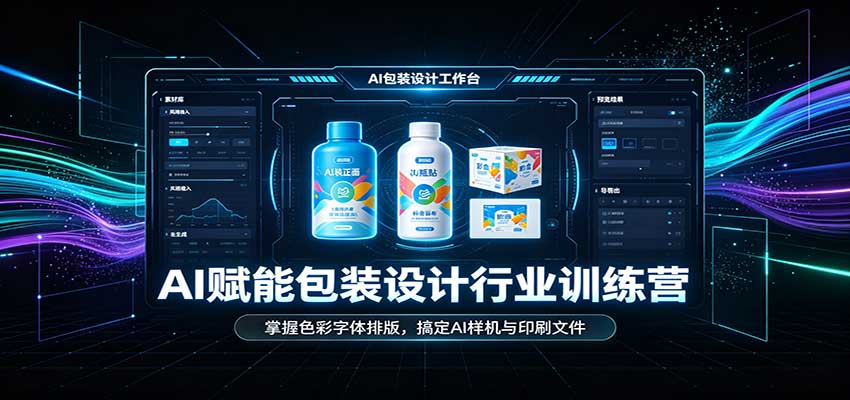 AI赋能包装设计行业训练营：掌握色彩字体排版，搞定AI样机与印刷文件-小二项目网