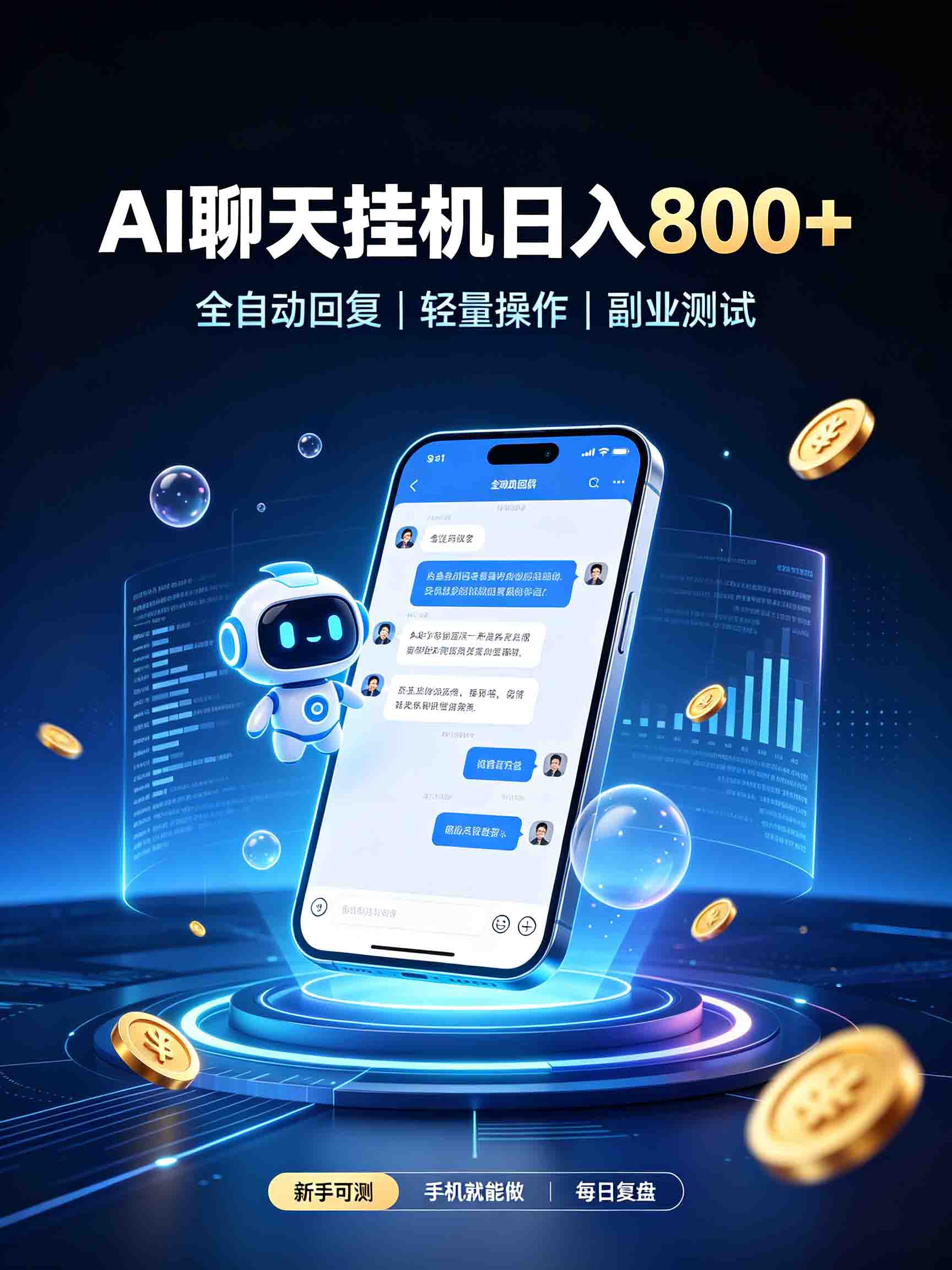 AI聊天挂机，日入800+，适用个人副业，工作室矩阵操作-小二项目网