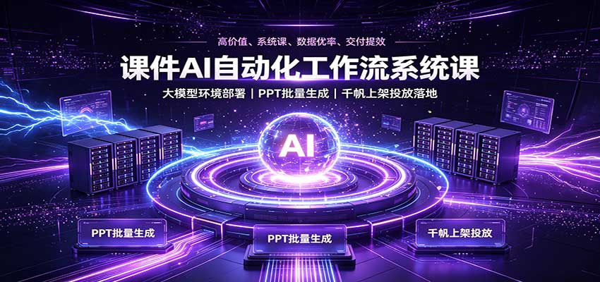 课件AI自动化工作流系统课：大模型环境部署，PPT批量生成，千帆上架投放落地-小二项目网
