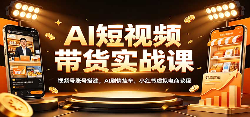 AI短视频带货实战课：视频号账号搭建，AI剧情挂车，小红书虚拟电商教程-小二项目网