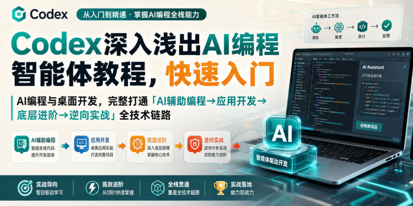 Codex深入浅出AI编程智能体教程，快速入门AI编程与桌面开发，打通「AI辅助编程→应用开发→底层进阶→逆向实战」全技术链路-小二项目网