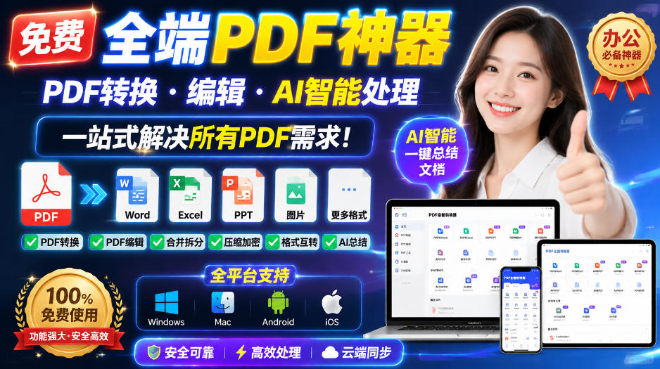 免费全端PDF神器，PDF转换·编辑·AI智能处理，一站式解决所有PDF需求!-小二项目网