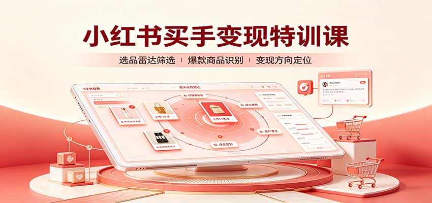 小红书买手变现特训课：账号定位养号起号，选品挂车，笔记标题封面全套教学-小二项目网