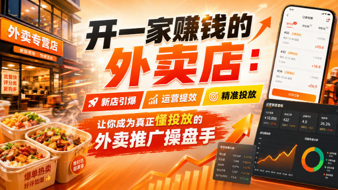开一家賺钱的外卖店：新店引爆·运营提效·精准投放，让你成为真正懂投放的外卖推广操盘手-小二项目网