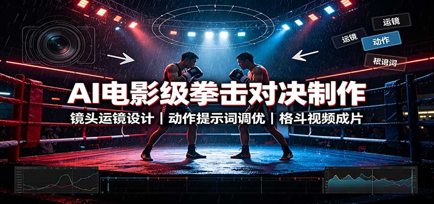 AI电影级拳击对决制作：镜头运镜设计，动作提示词调优，格斗视频成片-小二项目网