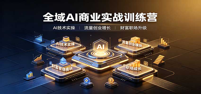 全域AI商业实战训练营：涵盖AI技术实操、流量创业、财富管理与职场成长全体系内容-小二项目网