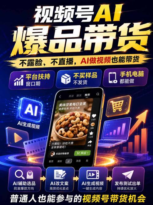 图片[2]-视频号Ai爆品带货，不露脸、不直播、不买样品、不开店、不发货，AI做视频也能带货，轻松单日佣金1k+-小二项目网