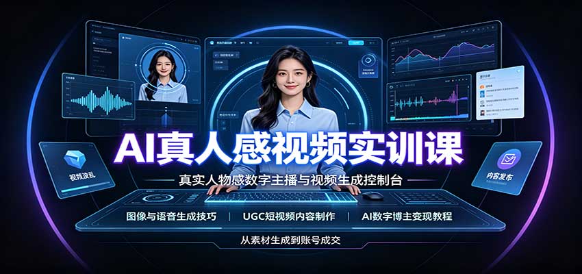 AI真人感视频实训课：图像语音生成，UGC内容制作，AI数字博主变现教程-小二项目网