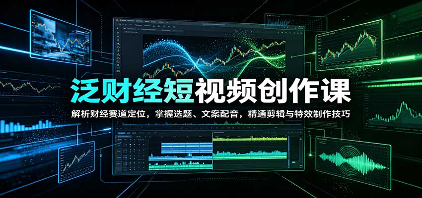 泛财经短视频创作课：解析财经赛道定位，掌握选题、文案配音，精通剪辑与特效制作技巧-小二项目网