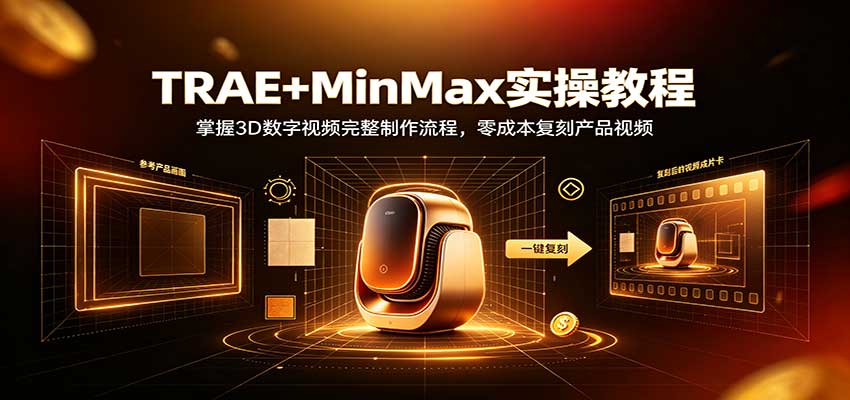 TRAE+MinMax实操教程：掌握3D数字视频完整制作流程，零成本复刻产品视频-小二项目网