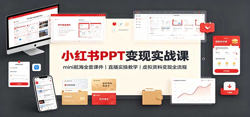 小红书PPT变现实战课：mini航海全套课件+直播实操教学，虚拟资料变现全流程-小二项目网