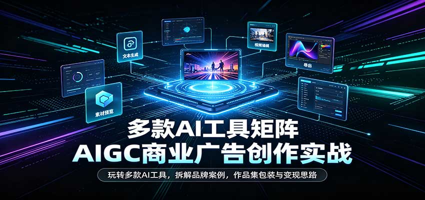 AIGC商业广告创作实战：玩转多款AI工具，拆解品牌案例，作品集包装与变现思路-小二项目网
