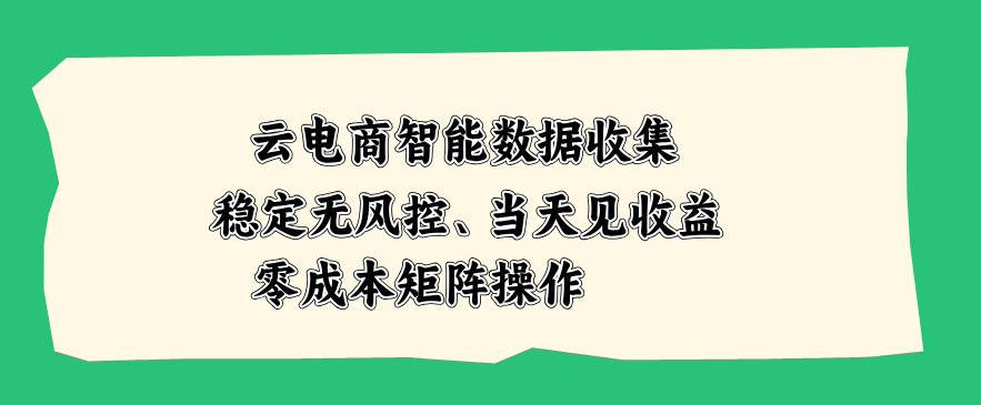 云电商智能数据收集，稳定无风控，当天做当天见收益，零成本矩阵操作【揭秘】-小二项目网