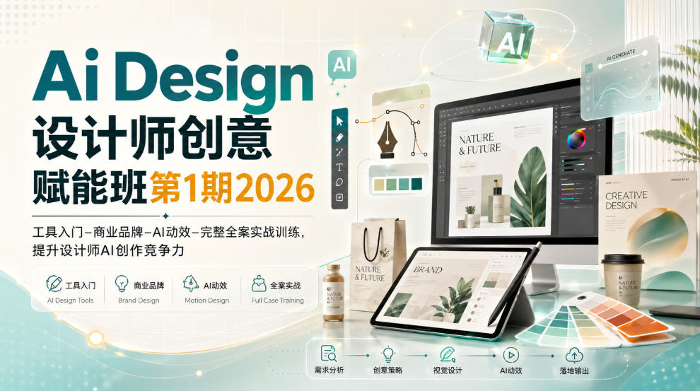 Ai Design设计师创意赋能班第1期2026｜工具入门‑商业品牌‑AI动效‑完整全案实战训练，提升设计师AI创作竞争力-小二项目网