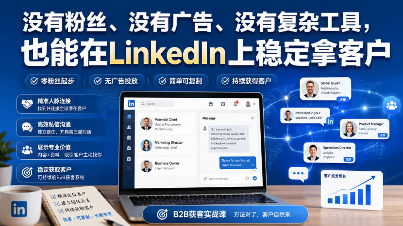 没有粉丝、没有广告、没有复杂工具，也能在LinkedIn上稳定拿客户【原创双语字幕】-小二项目网