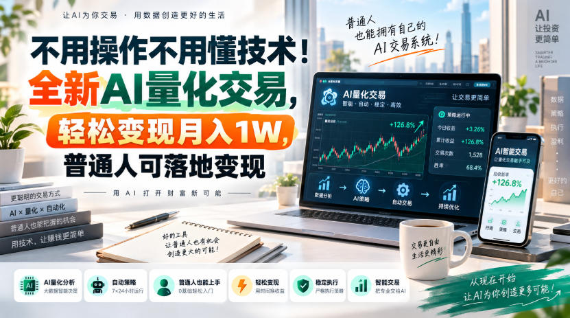 不用操作不用懂技术！全新AI量化交易，轻松变现月入1W，普通人可落地变现！【揭秘】-小二项目网