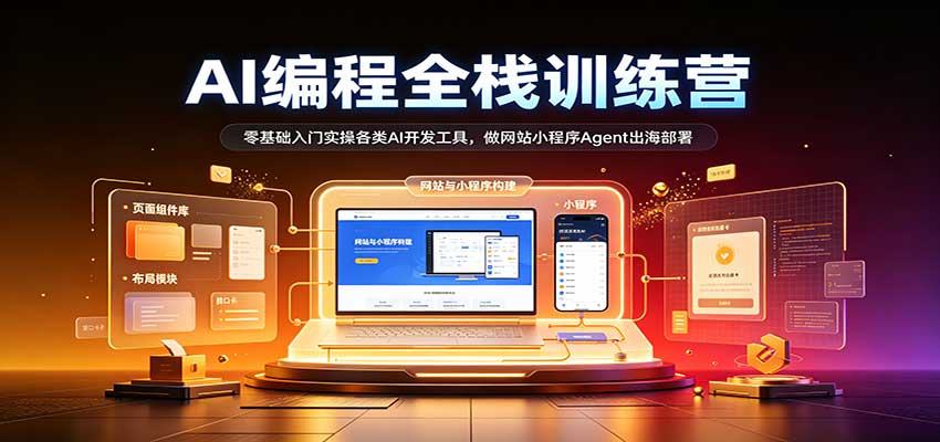 AI编程全栈训练营：：零基础入门实操各类AI开发工具，做网站小程序Agent出海部署-小二项目网
