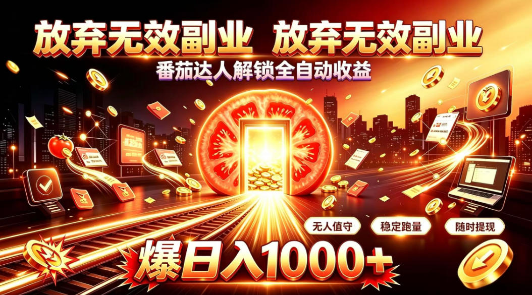 放弃无效副业，番茄达人解锁全自动收益，日入1k+，门槛最低的线上轻资产项目【揭秘】-小二项目网