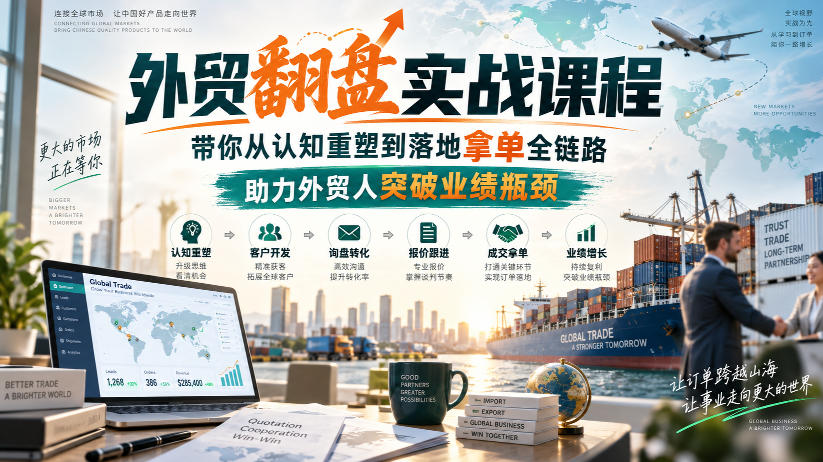外贸翻盘实战课程，带你从认知重塑到落地拿单全链路，助力外贸人突破业绩瓶颈-小二项目网