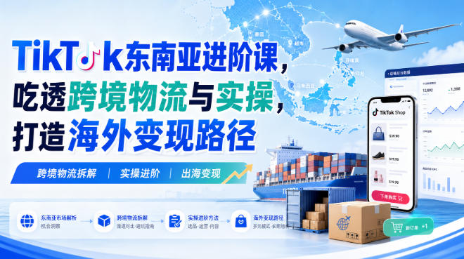 TikTok东南亚进阶课，吃透跨境物流与实操，打造海外变现路径-小二项目网