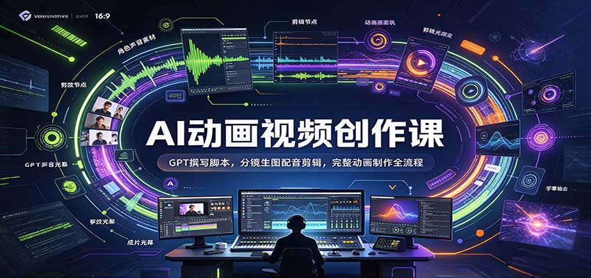 AI动画视频创作课：GPT撰写脚本，分镜生图配音剪辑，完整动画制作全流程-小二项目网