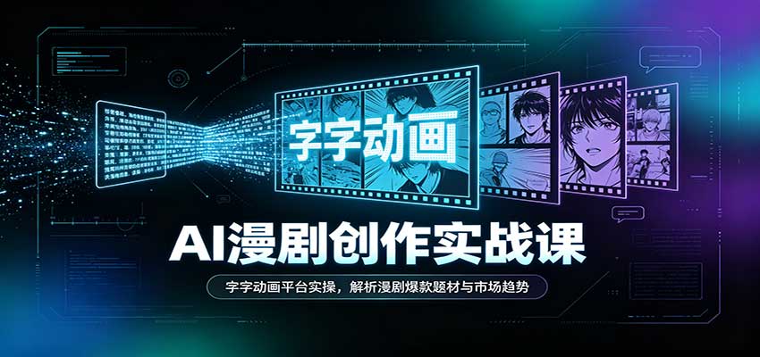 AI漫剧创作实战课：字字动画平台实操，解析漫剧爆款题材与市场趋势-小二项目网