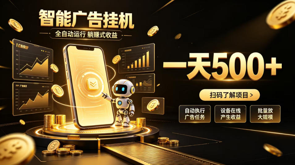 智能广告挂G项目，无需人工值守，全自动躺賺增收，单日收益可达500+【揭秘】-小二项目网