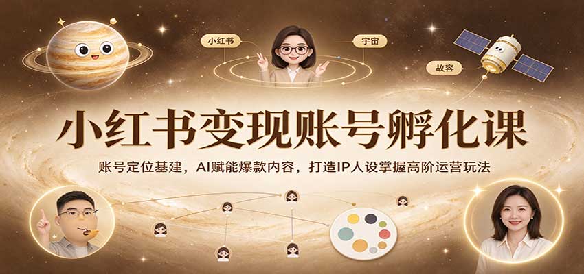 小红书变现账号孵化课：账号定位基建，AI赋能爆款内容，打造IP人设掌握高阶运营玩法-小二项目网