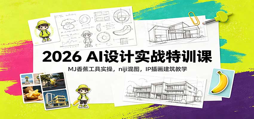 2026 AI设计实战特训课：MJ香蕉工具实操，niji混图，IP插画建筑教学-小二项目网