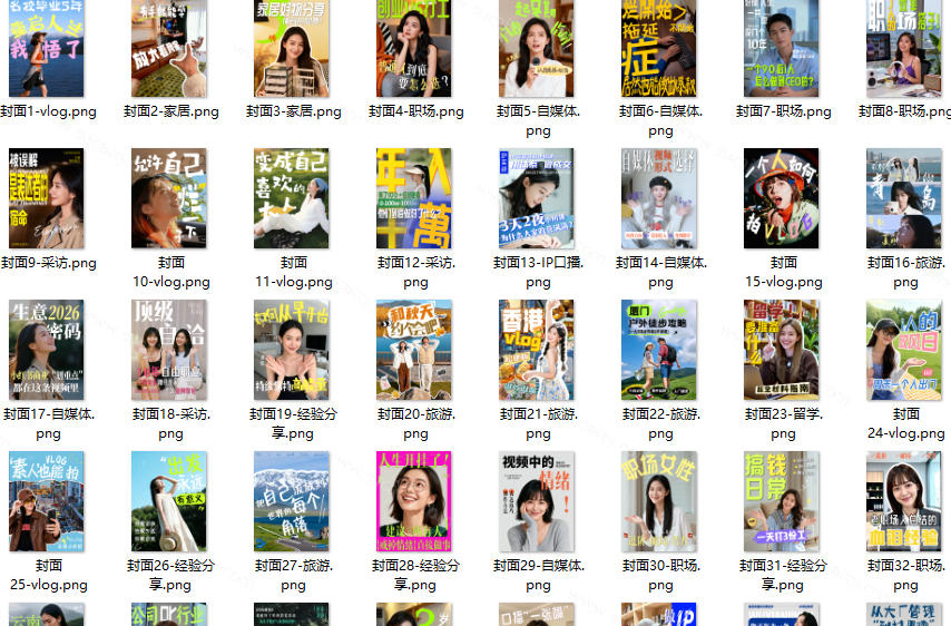 图片[2]-高质量素材！200款+剪映高级美观网感封面预设，各行业通用，3s搞定超美观视频封面，爆款封面模板-小二项目网