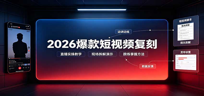 2026爆款短视频复刻：直播实操教学，配套文字文档掌握全流程-小二项目网