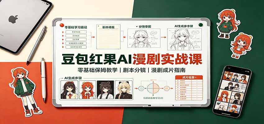 豆包红果AI漫剧实战课：零基础保姆教学，剧本分镜，漫剧成片指南-小二项目网