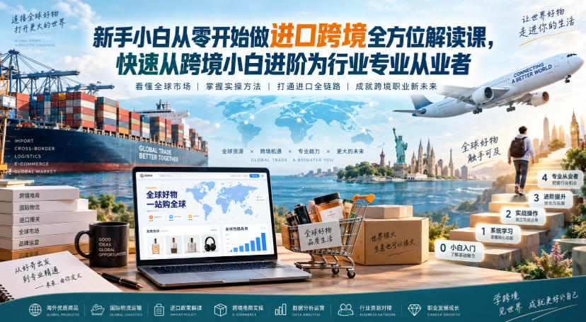 新手小白从零开始做进口跨境全方位解读课，快速从跨境小白进阶为行业专业从业者-小二项目网